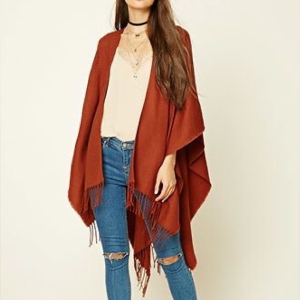 Forever 21 Rust Poncho Cardigan